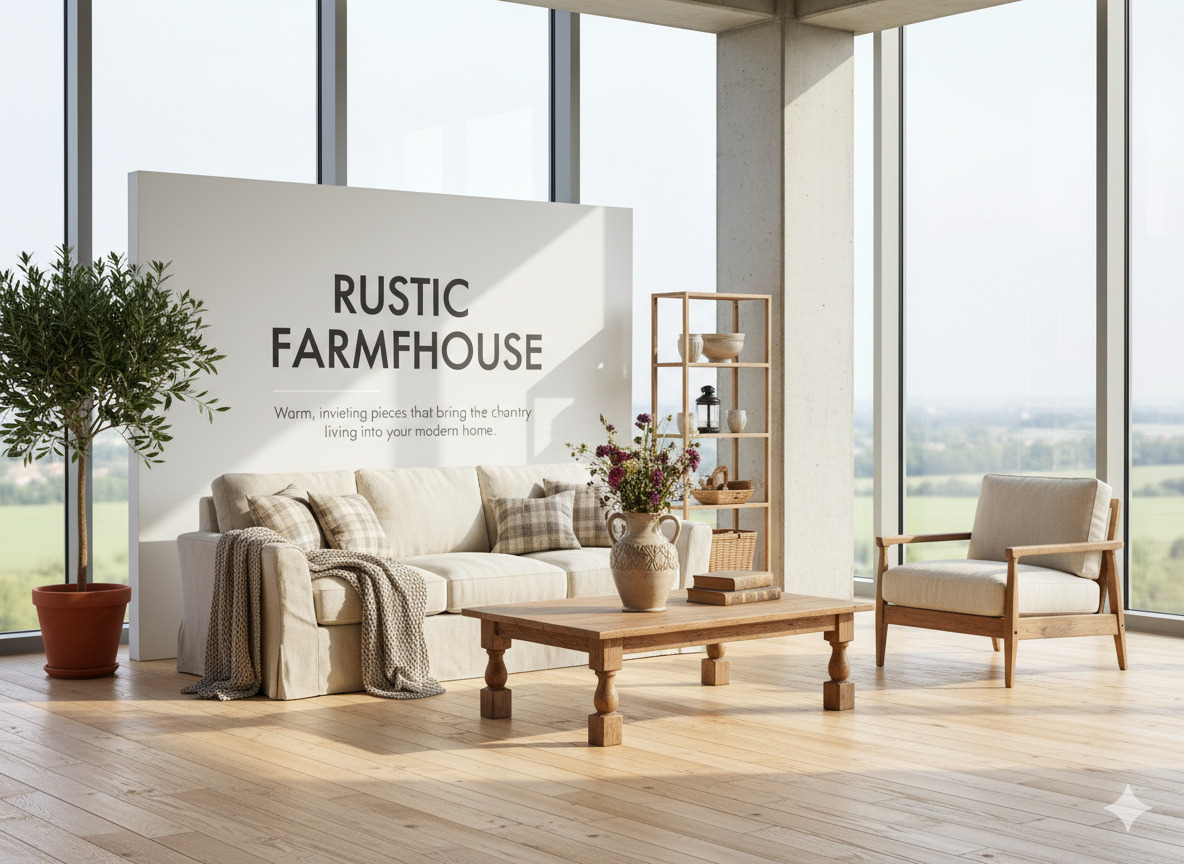 Rustic farmhouse furniture collection