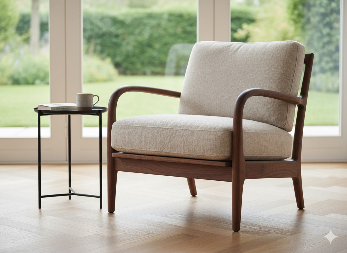 Handcrafted upholstered armchair